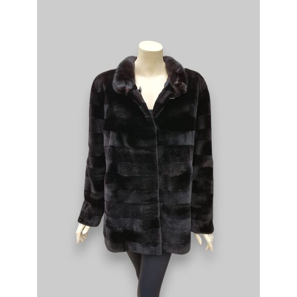 Vintage Black Brown Sheared Mink Reversible Jacket -Medium/Large - Picture 1 of 16